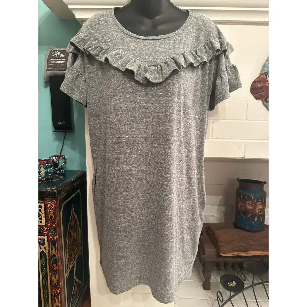 PAIGE ADALIE RUFFLE TEE SHIRT MINIDRESS W/ POCKETS -S